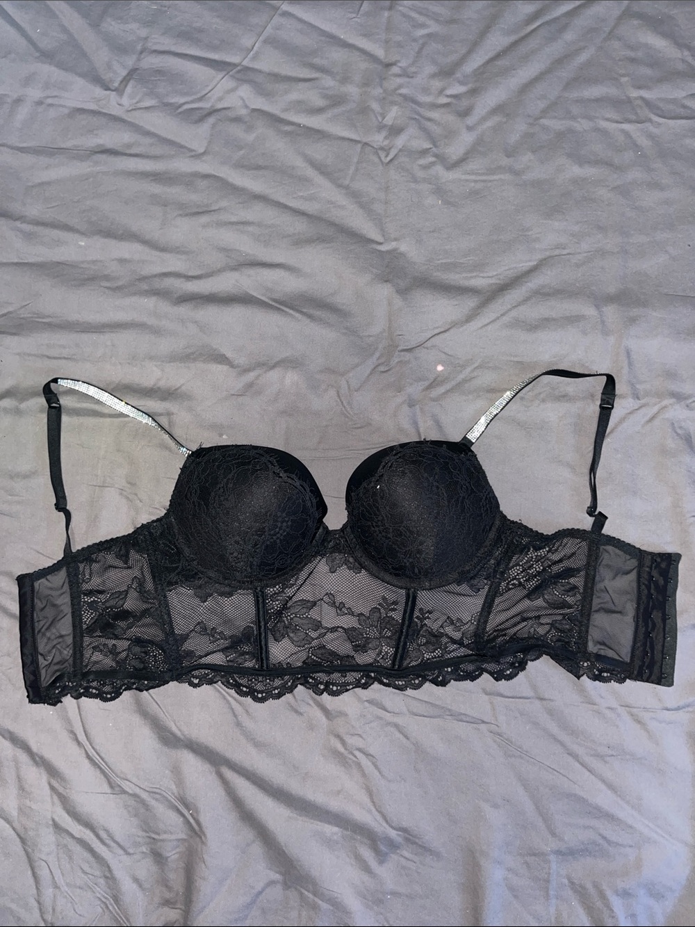 Victoria's Secret Black Longline Lace Bra